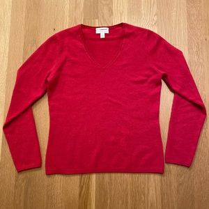 Charter Club Womens Hot Pink 2 Ply Cashmere V Neck  Sweater / Size S
